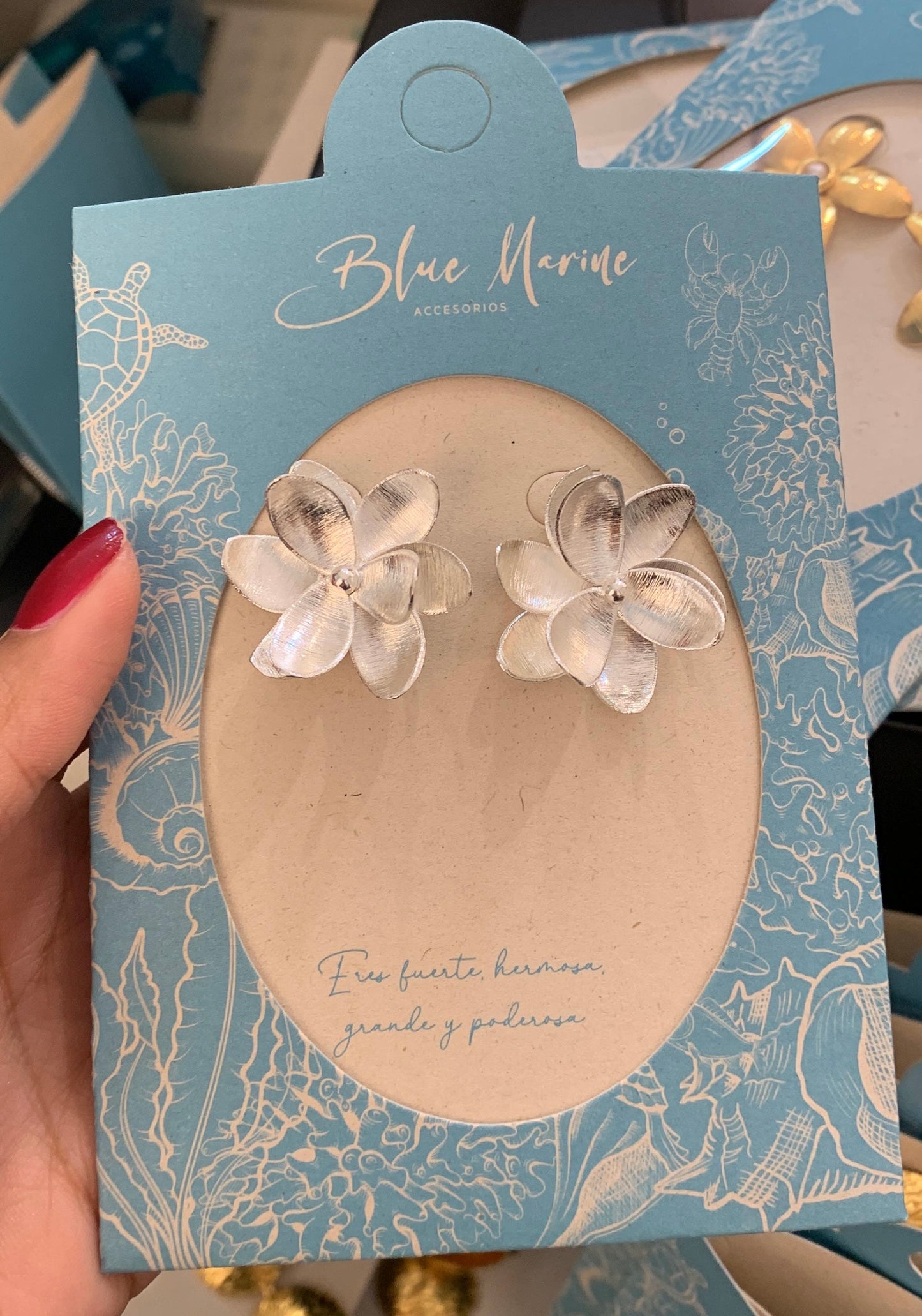 ARETE FLOR BRONCE PLATEADO