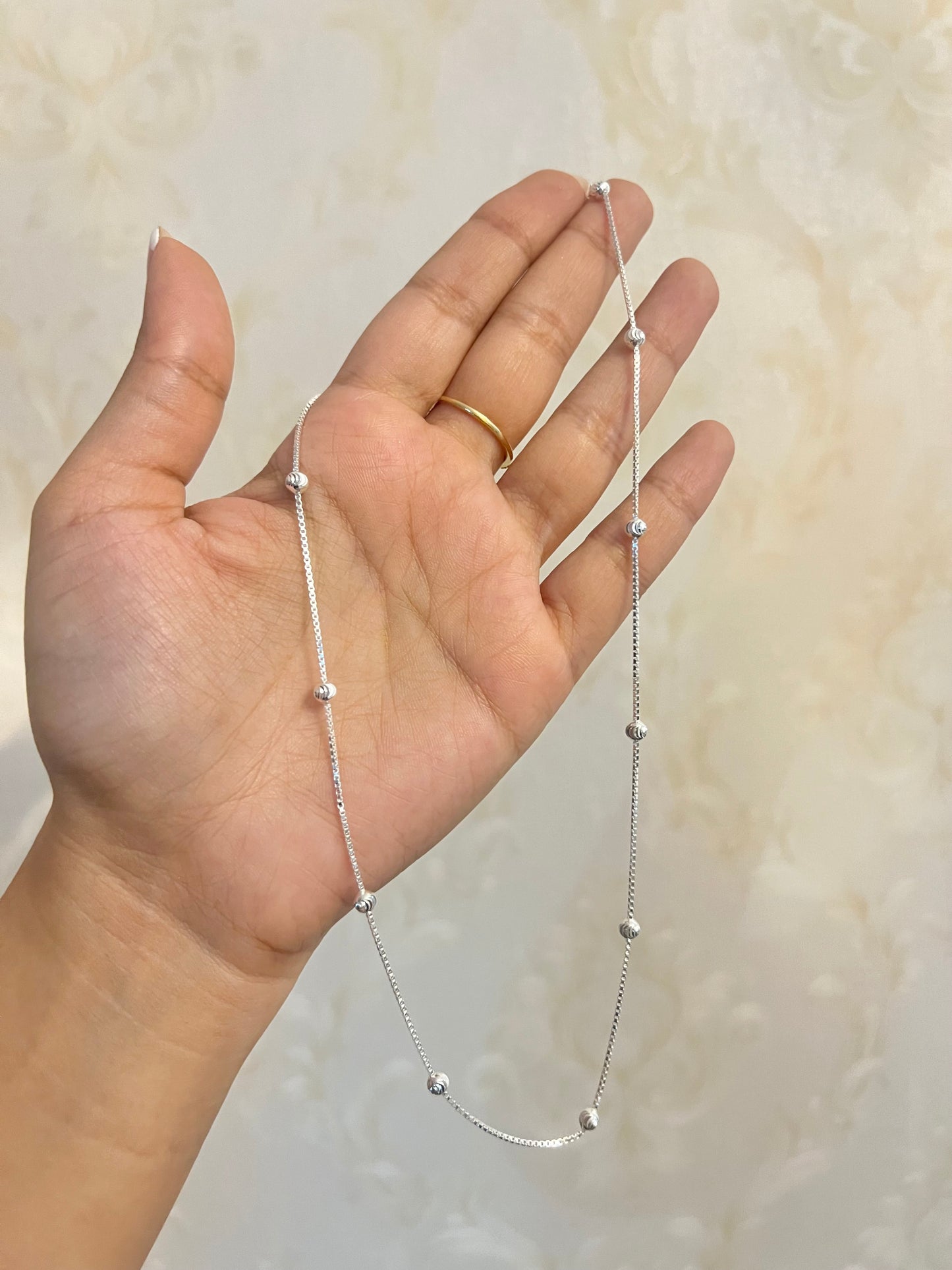 CADENA BALINES PLATA LEY925