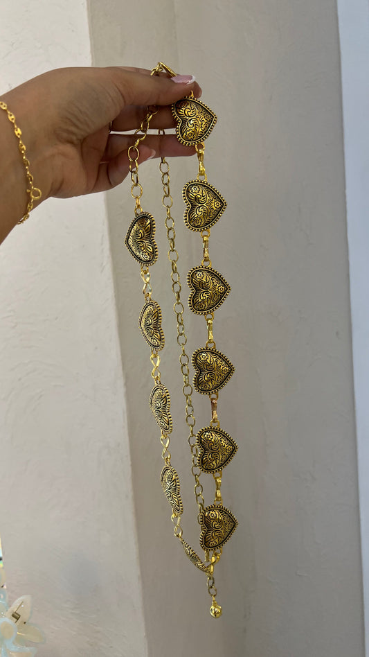 CADENA CINTURÓN VINTAGE CORAZONES grandes