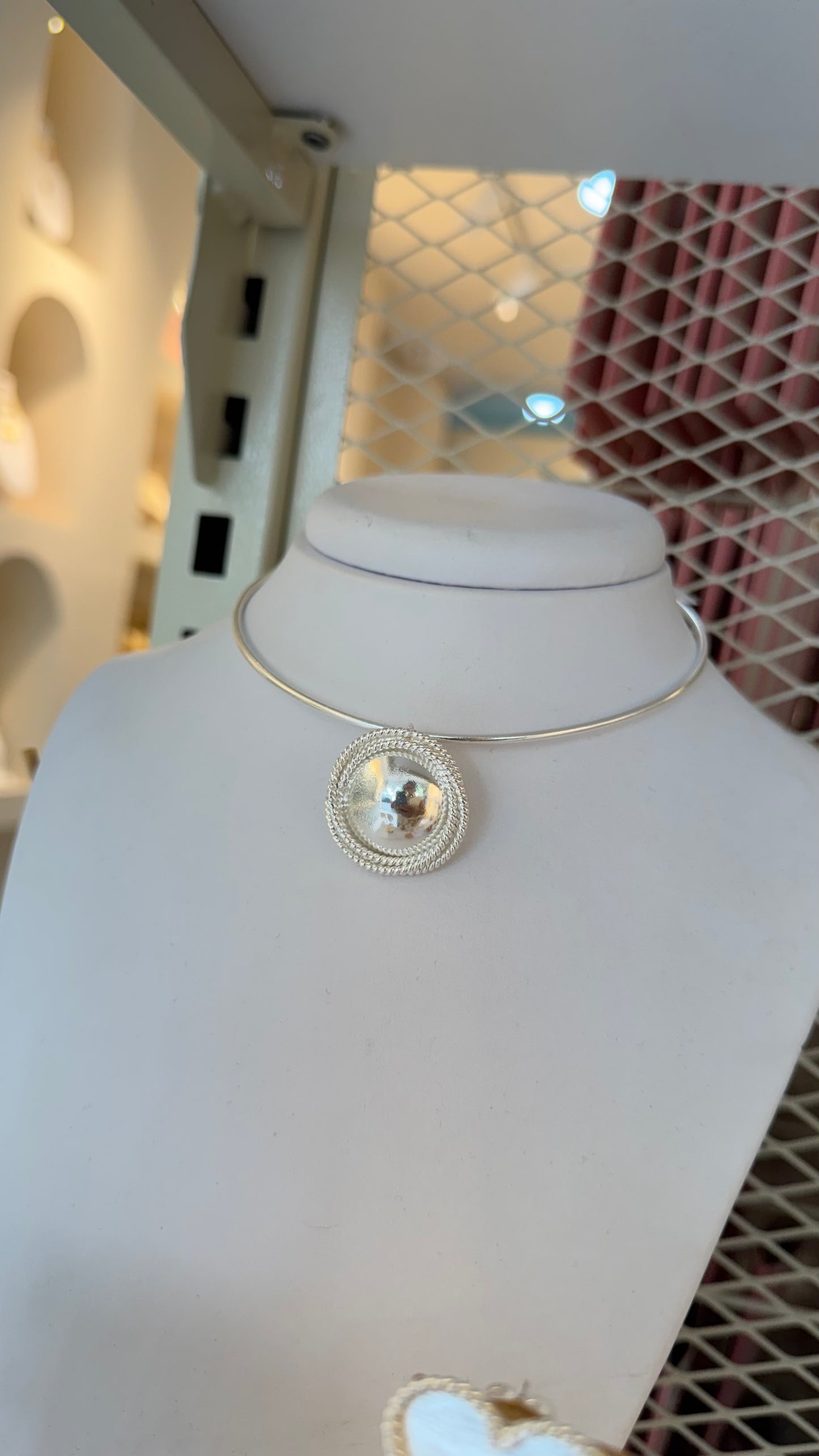 CHOKER DISCO BRONCE PLATEADO