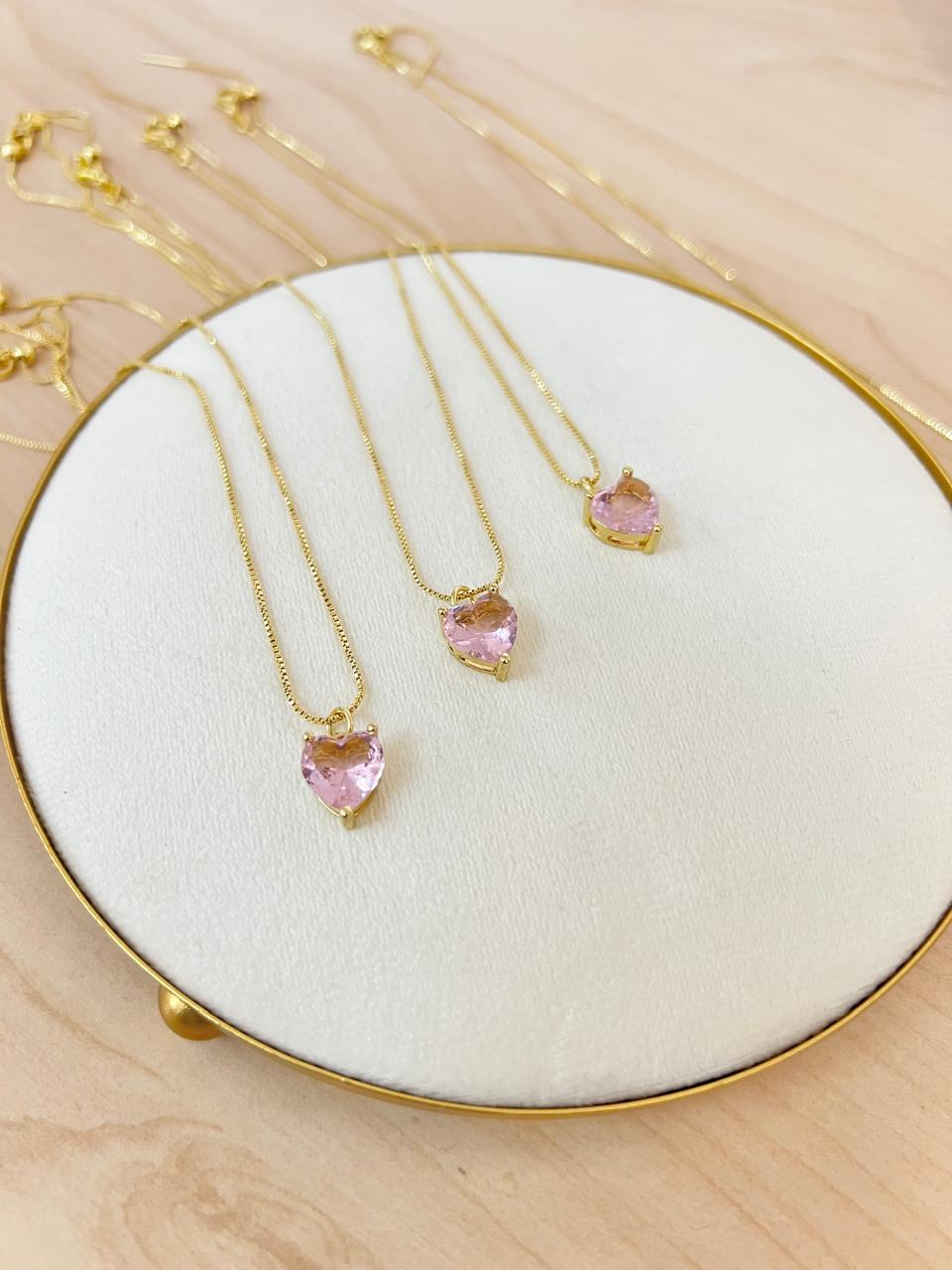 CADENA CORAZÓN ROSADO