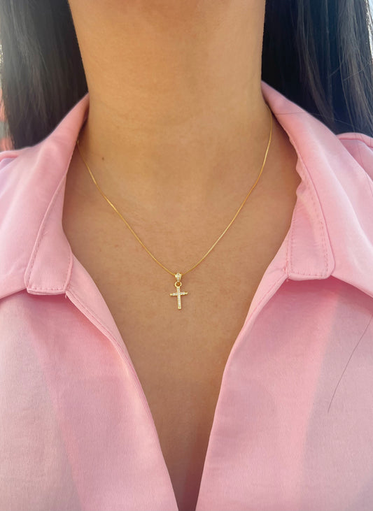 CADENA CRUZ MEDIANA ORO LAMINADO