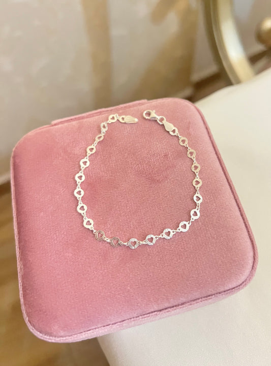 PULSERA CORAZONES PLATA LEY925