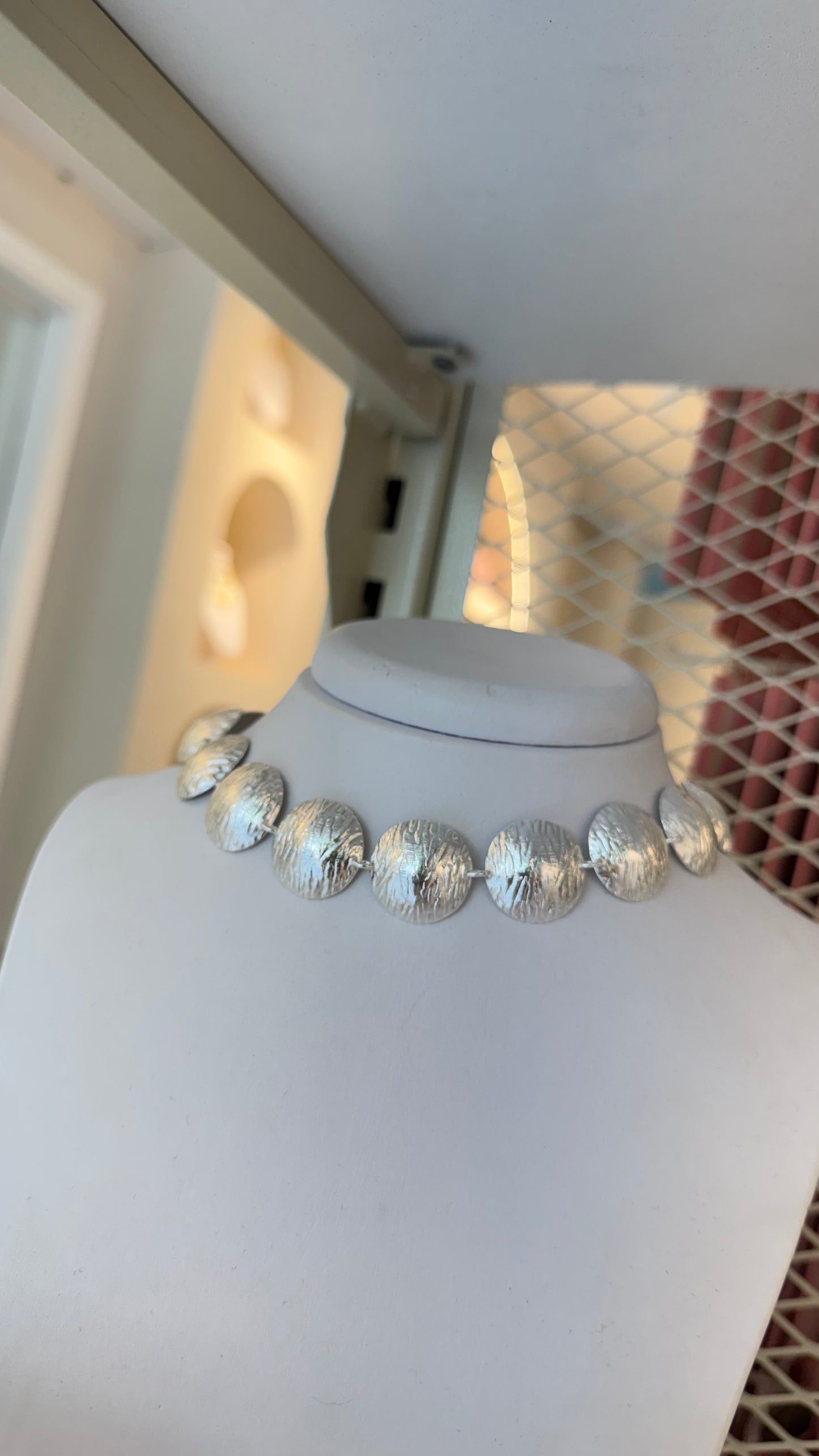 CHOKER DISCOS BRONCE PLATEADO