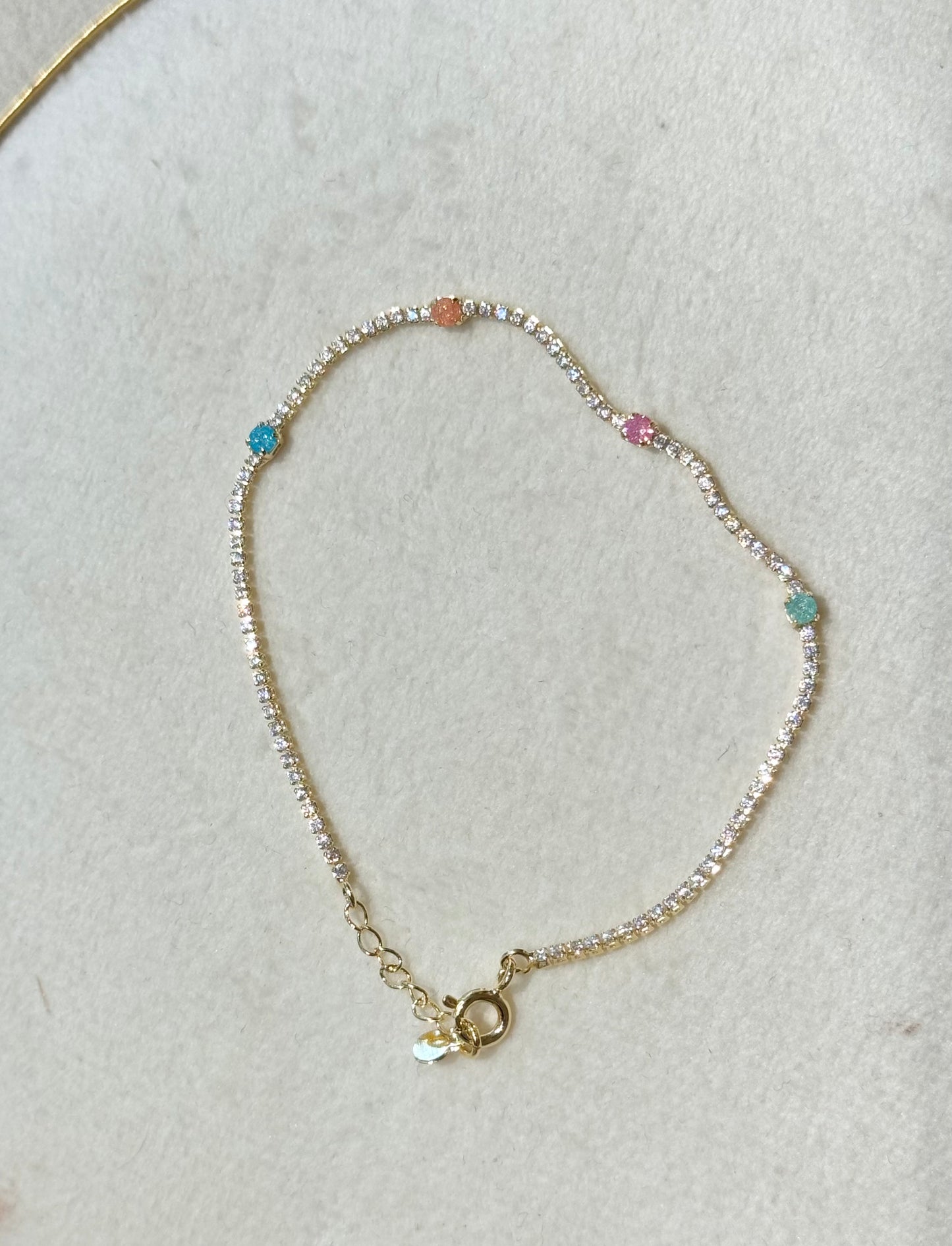 PULSERA TENIS COLORES ORO LAMINADO 15-17cm