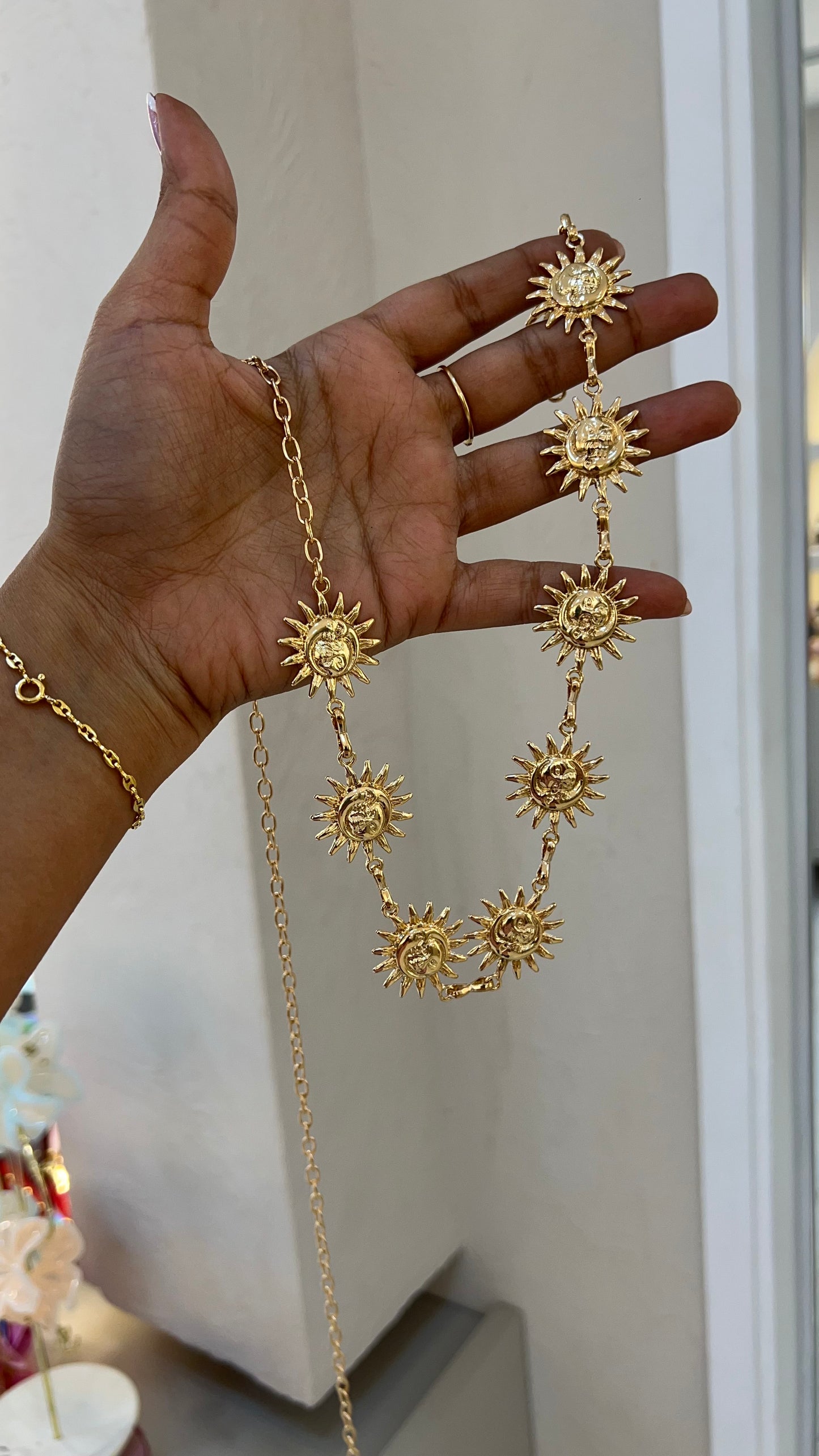 CADENA CINTURÓN VINTAGE SOLES DORADOS