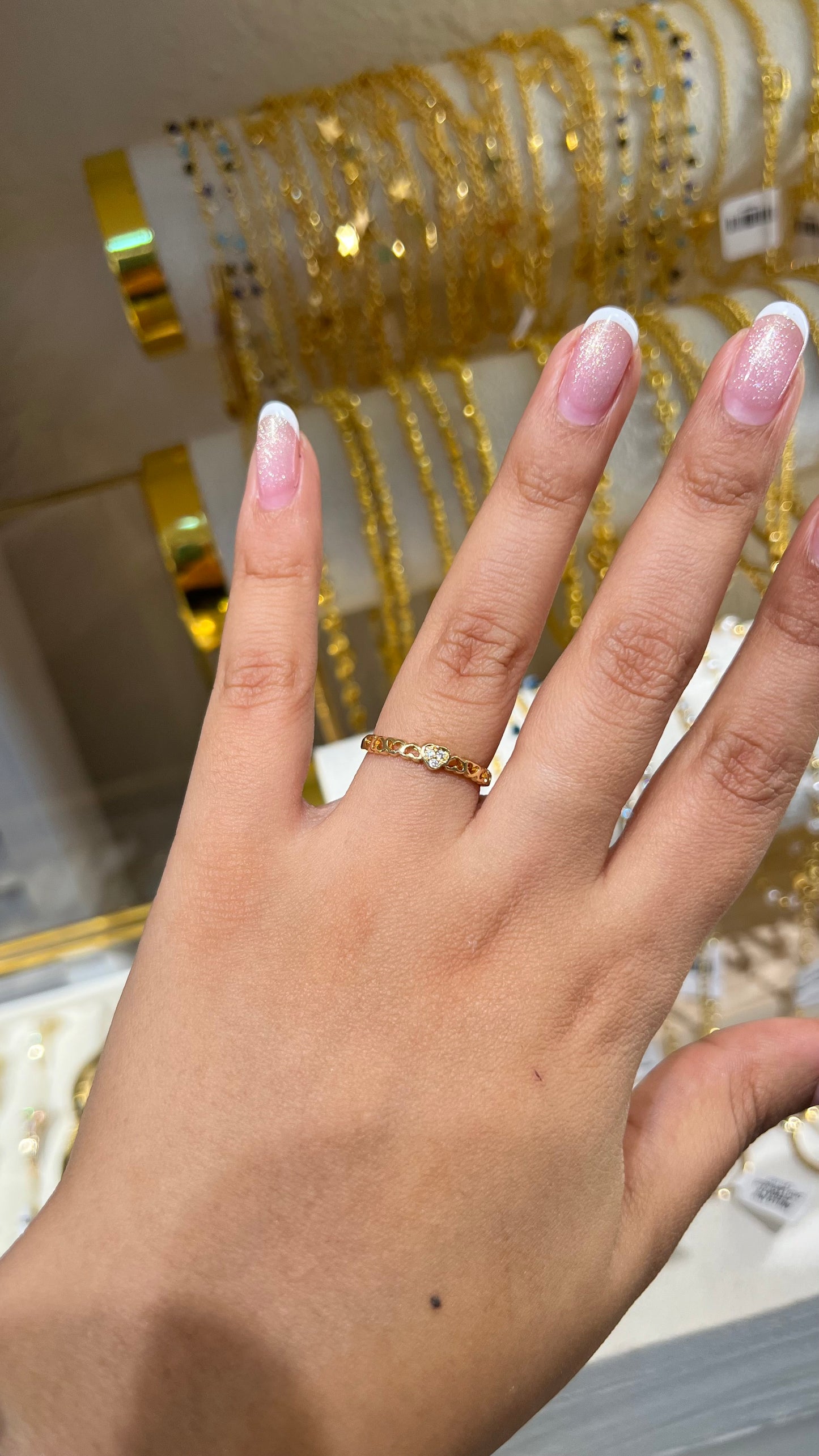 ANILLO MINI CORAZONES ORO LAMINADO