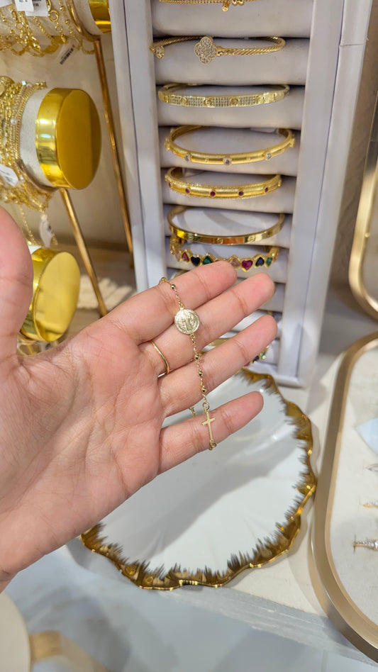 PULSERA DENARIO SAN BENITO ORO LAMINADO