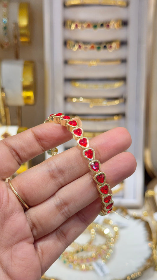 PULSERA CORAZONES ROJOS