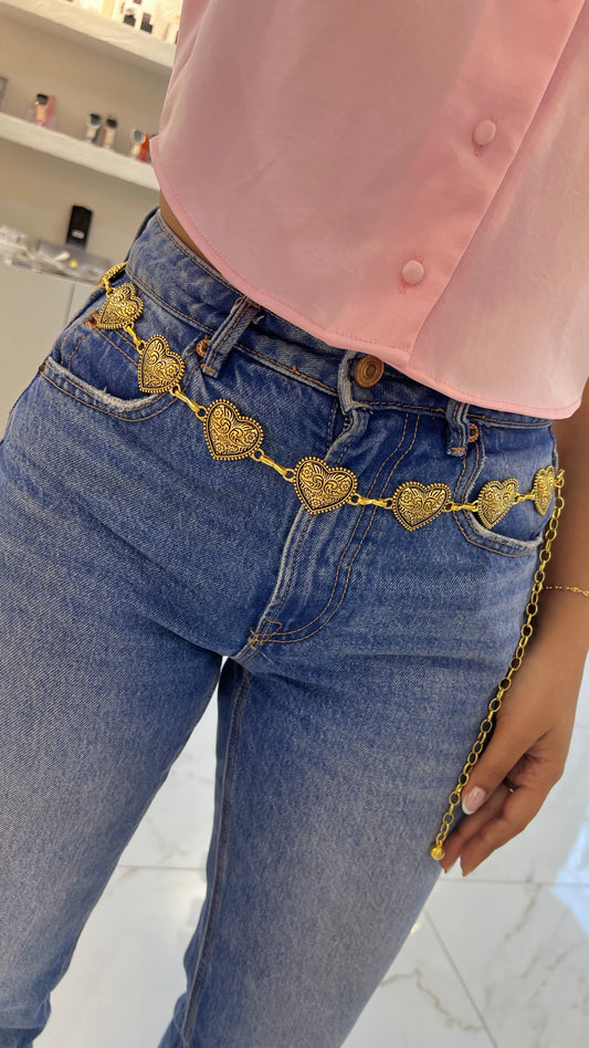 CADENA CINTURÓN  VINTAGE CORAZONES grandes