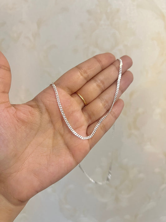 CADENA TEJIDO CUBANO DELGADA PLATA LEY925