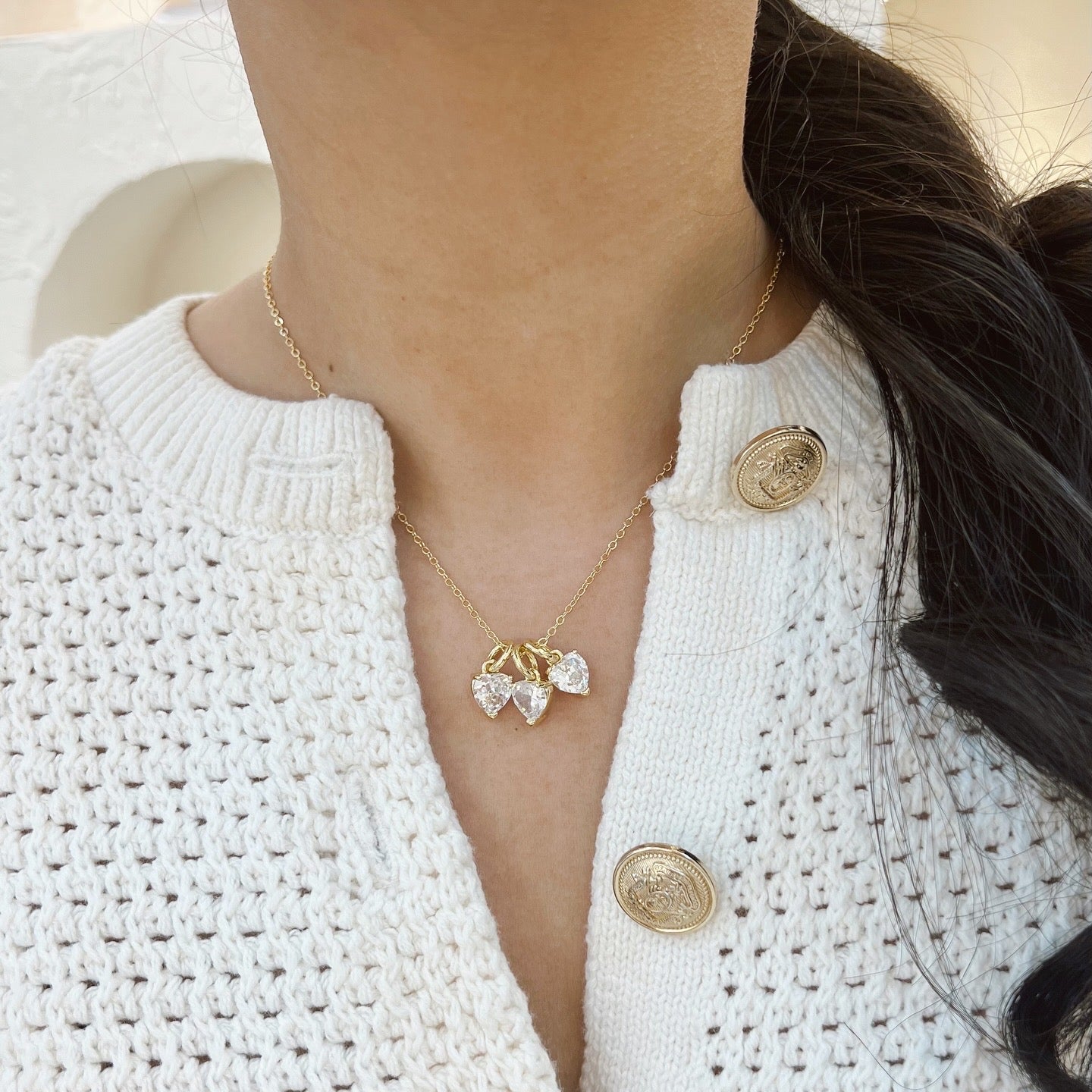 CADENA CHARMS TRIPLE CORAZÓN