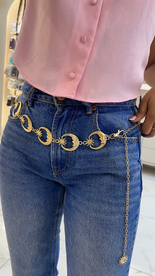 CADENA CINTURÓN VINTAGE LUNA DORADA