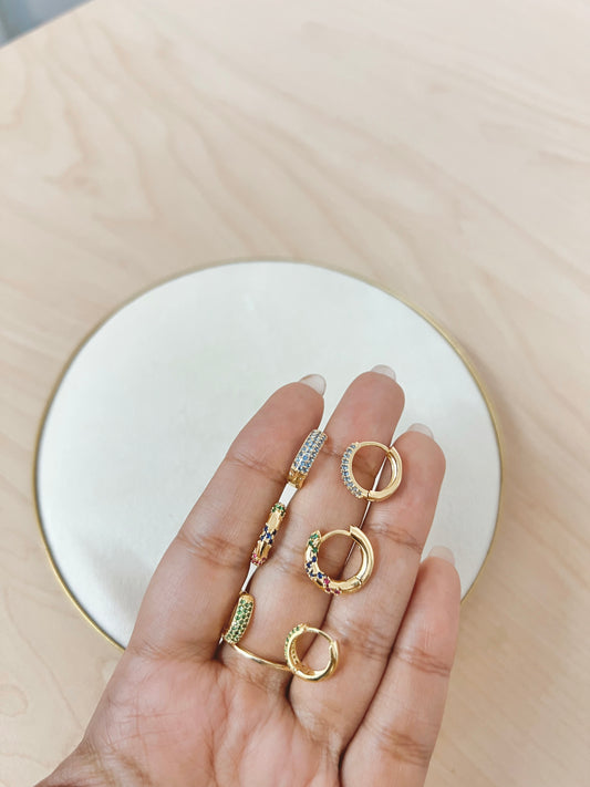 ARGOLLAS VERDES ORO LAMINADO 10mm