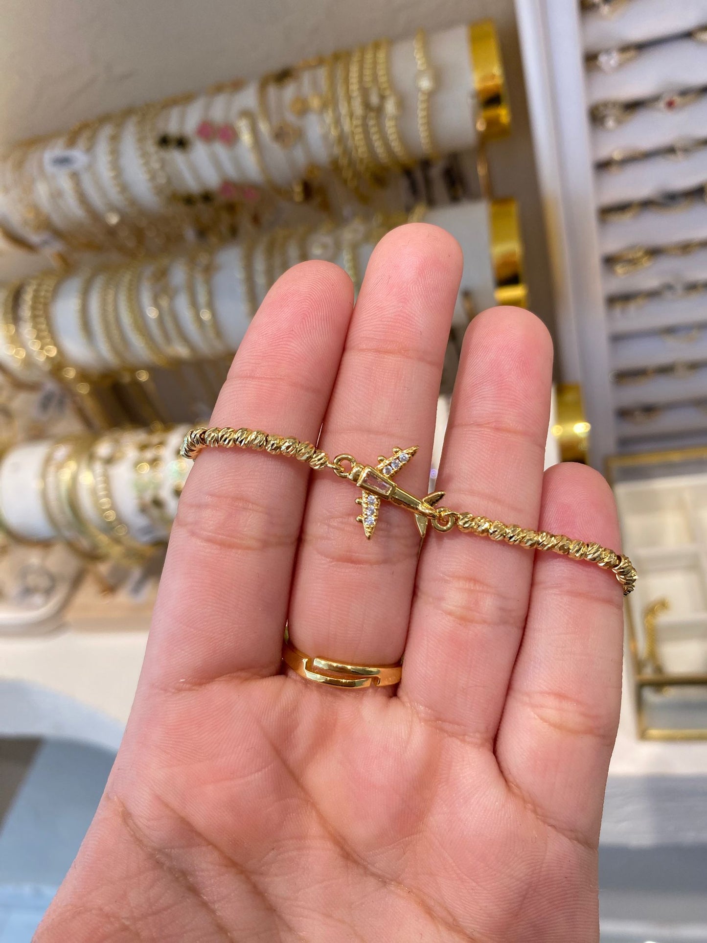 PULSERA AVIÓN DIAMANTADO