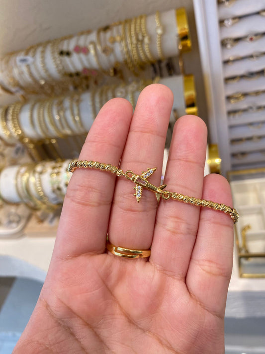 PULSERA AVIÓN DIAMANTADO