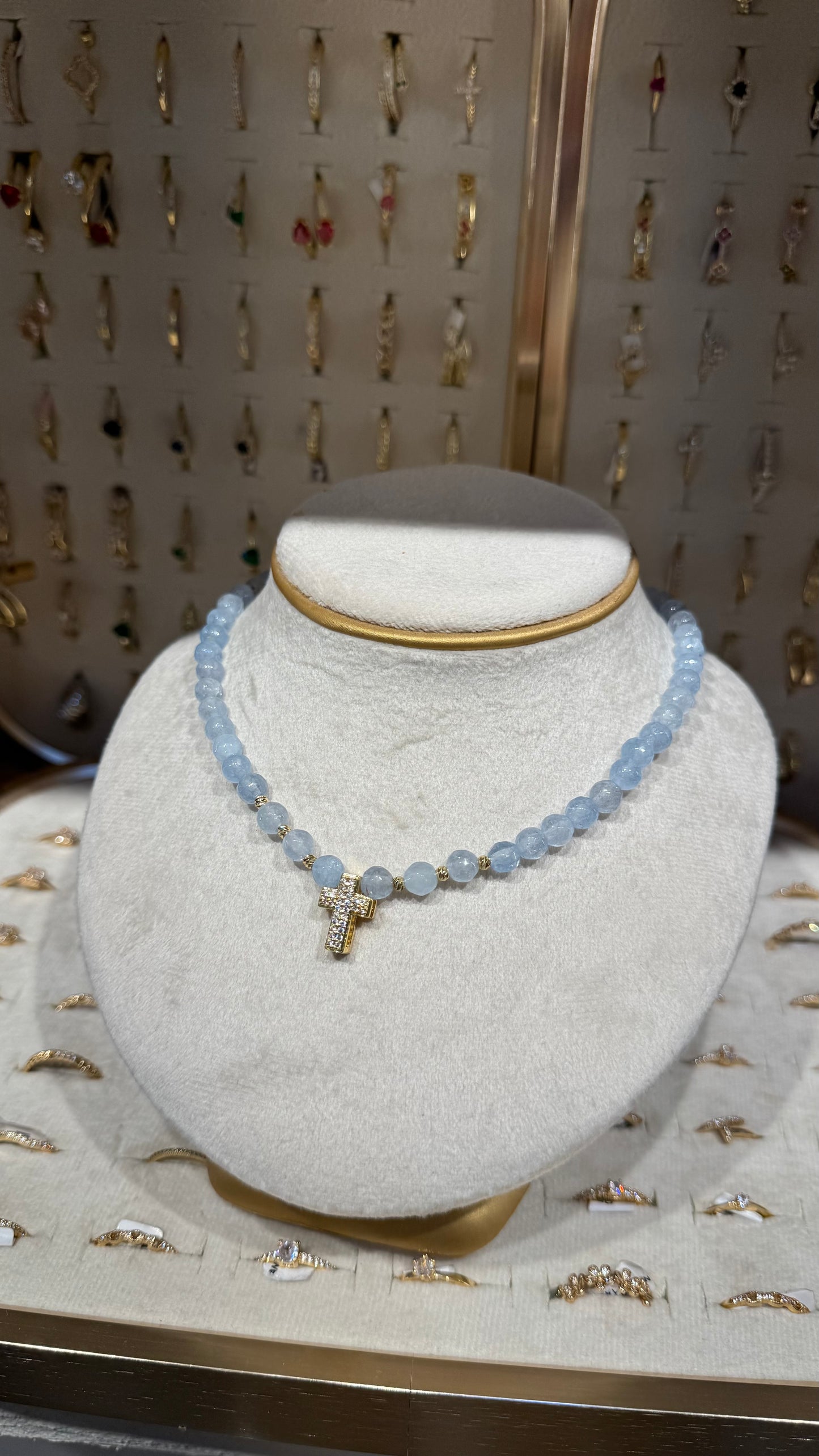 CADENA PIEDRAS AZULES CRUZ