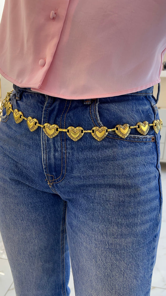 CADENA CINTURÓN  VINTAGE CORAZONES pequeños