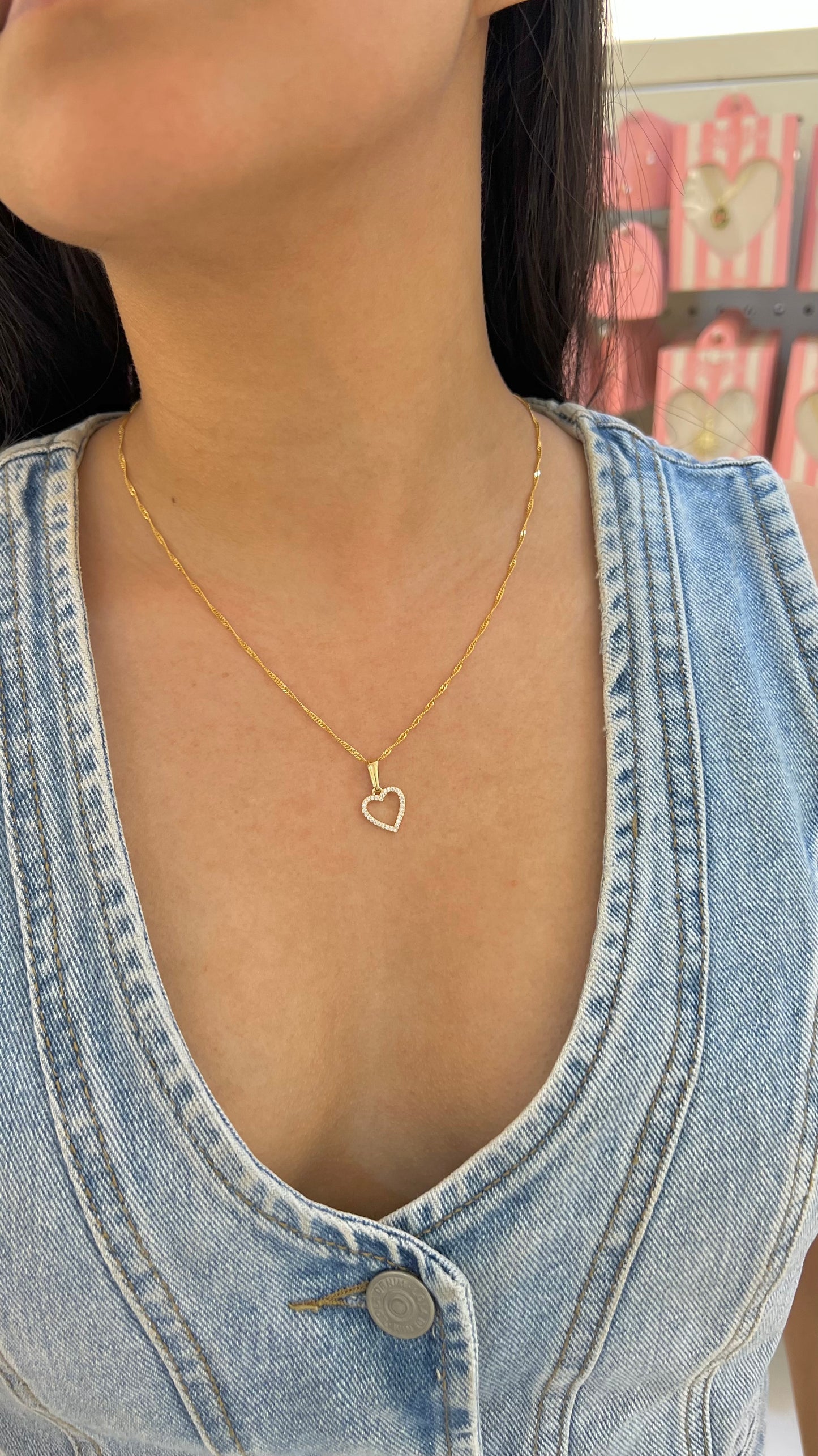 CADENA BORDE CORAZON ORO LAMINADO