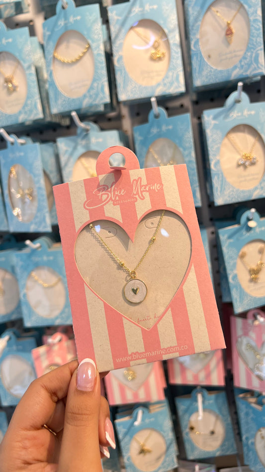 CADENA CORAZÓN CÍRCULO NÁCAR