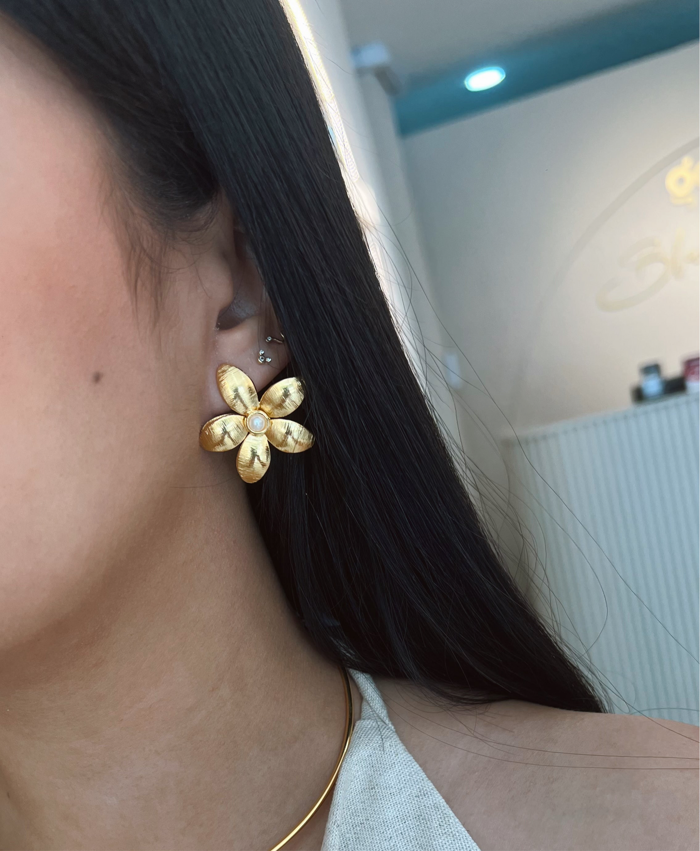 TOPO FLOR PERLA BRONCE