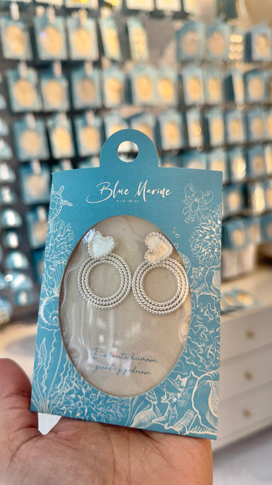 ARETE  CORAZÓN ENTORCHADO BRONCE PLATEADO