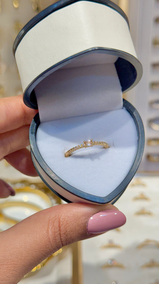 ANILLO CIRCON RECTÁNGULO ORO LAMINADO