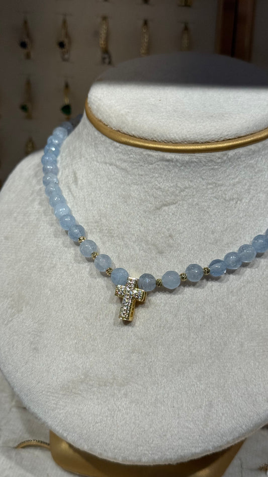 CADENA PIEDRAS AZULES CRUZ