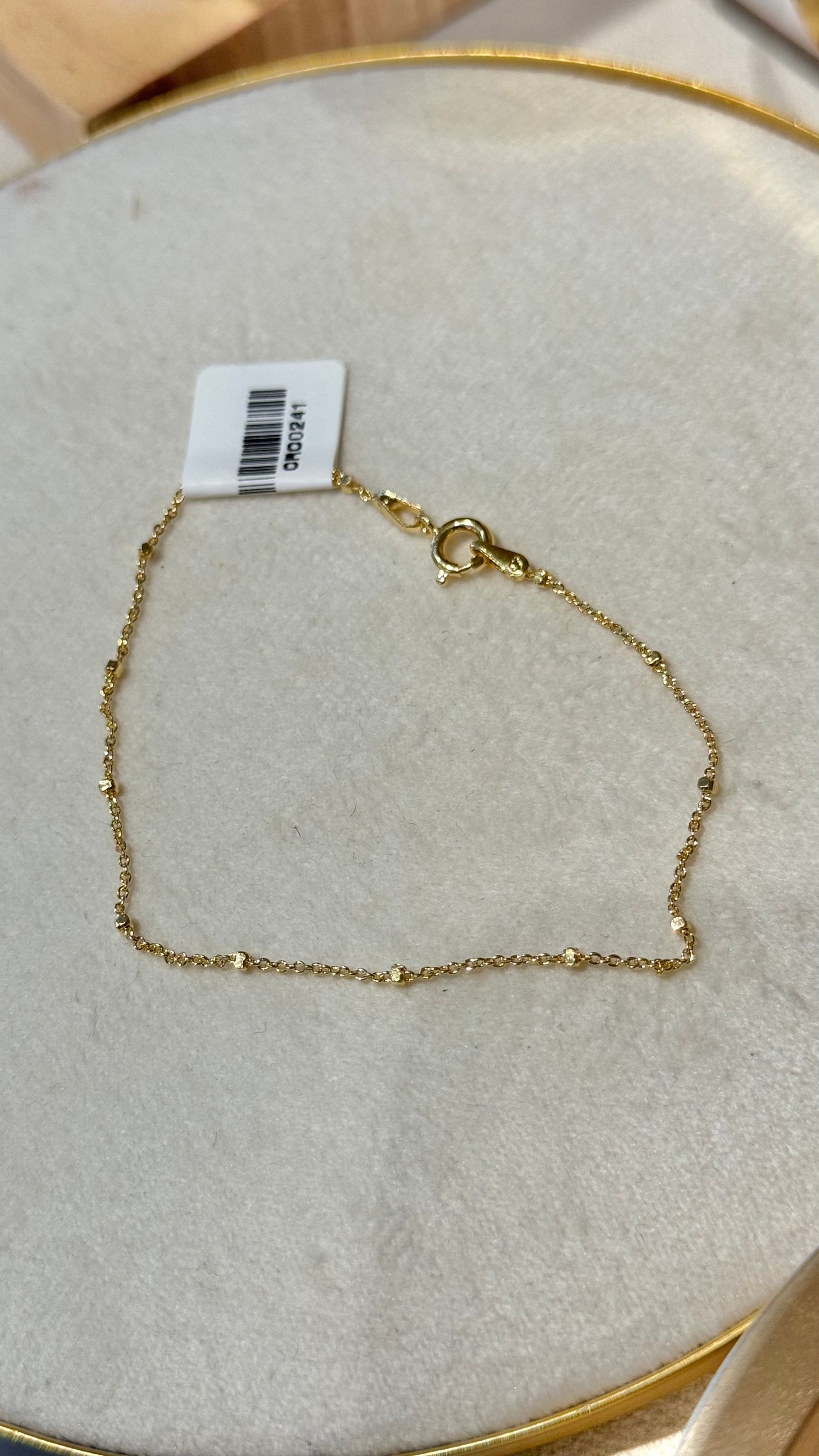 PULSERA MINI CUADRITOS ORO LAMINADO 18cm