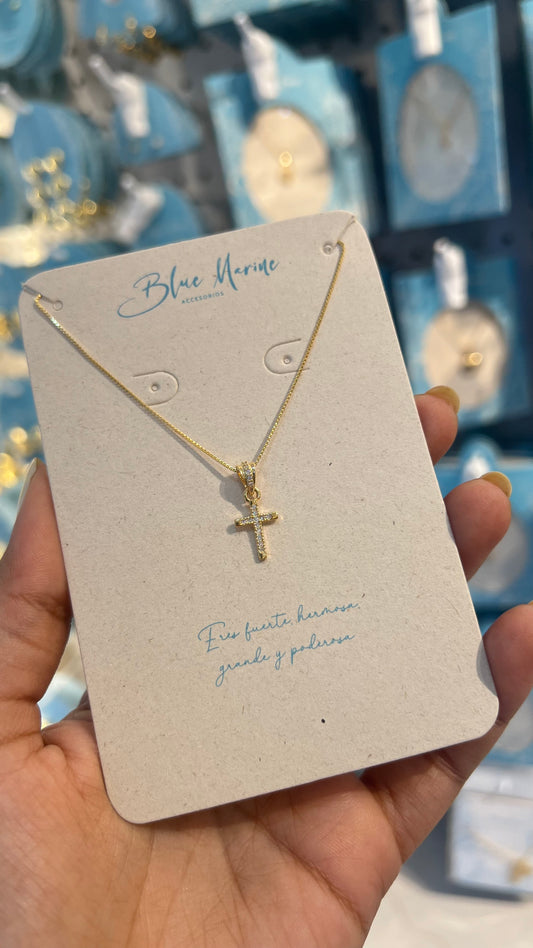 CADENA CRUZ MEDIANA ORO LAMINADO