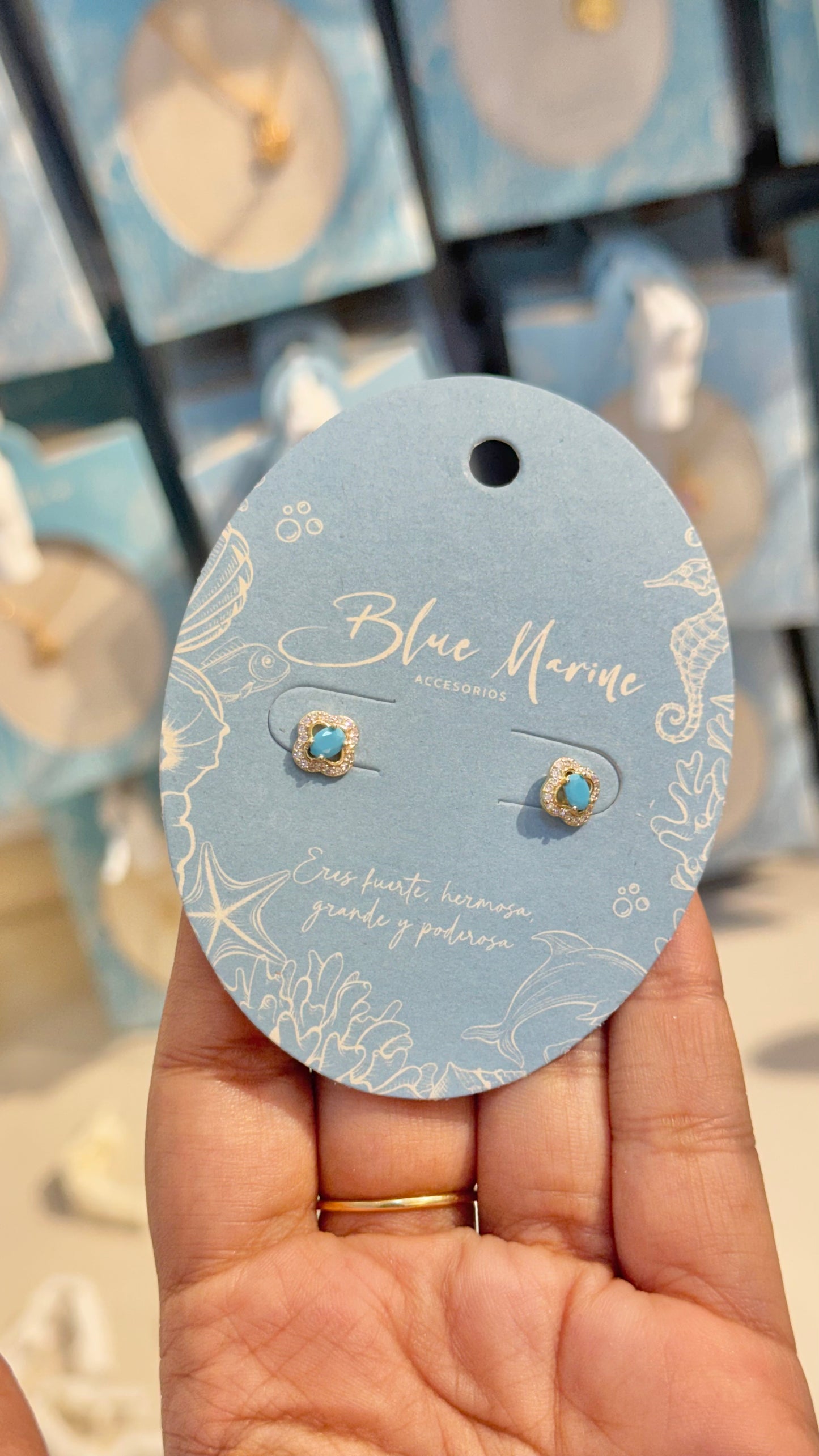 TOPO TRÉBOL AZUL ORO LAMINADO
