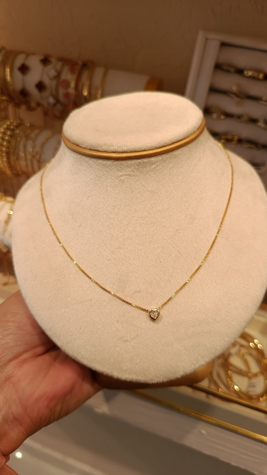 CADENA MINI CORAZON CIRCON ORO LAMINADO