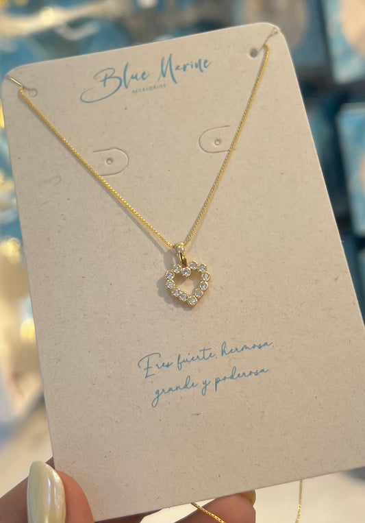 CADENA CORAZON CIRCONES ORO LAMINADO