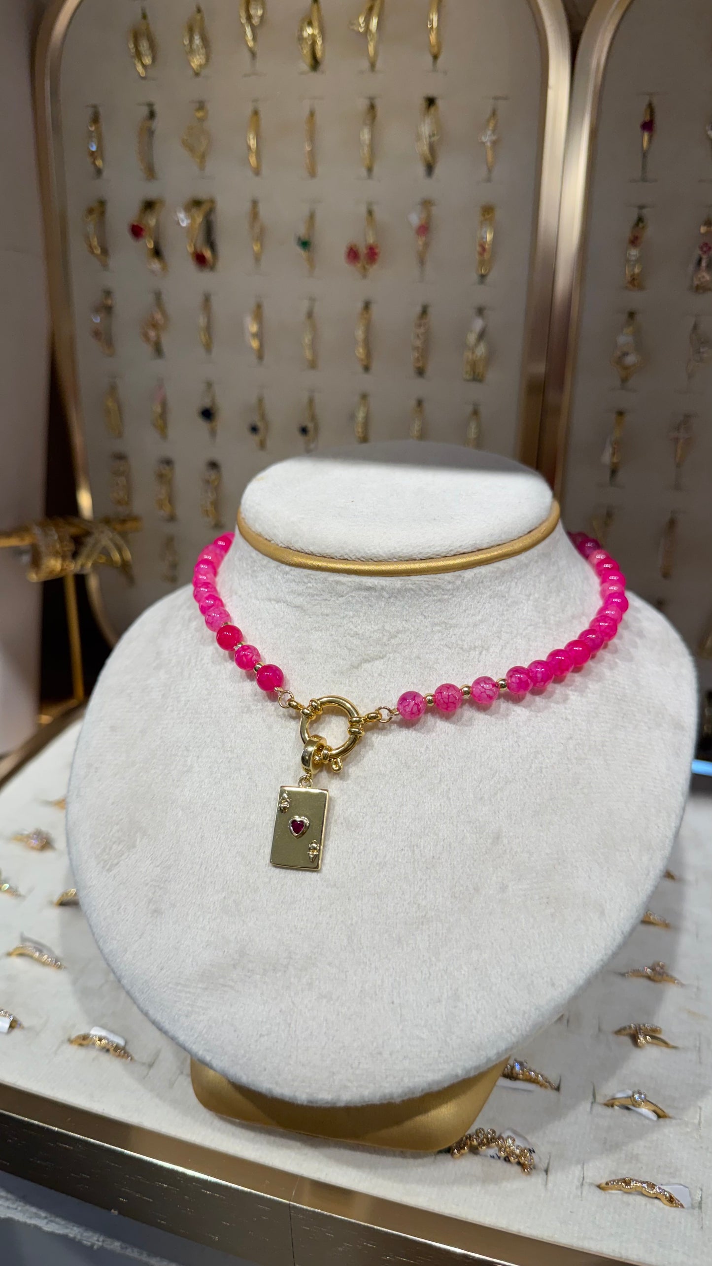 CADENA PIEDRAS FUCSIA