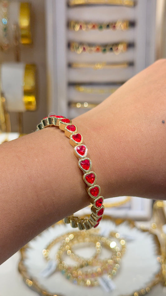 PULSERA CORAZONES ROJOS