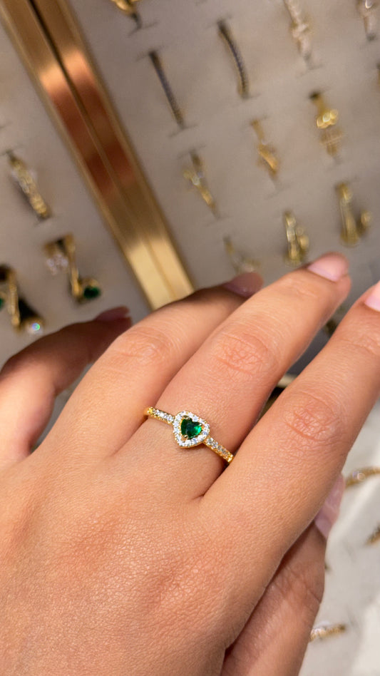 ANILLO CORAZÓN VERDE
