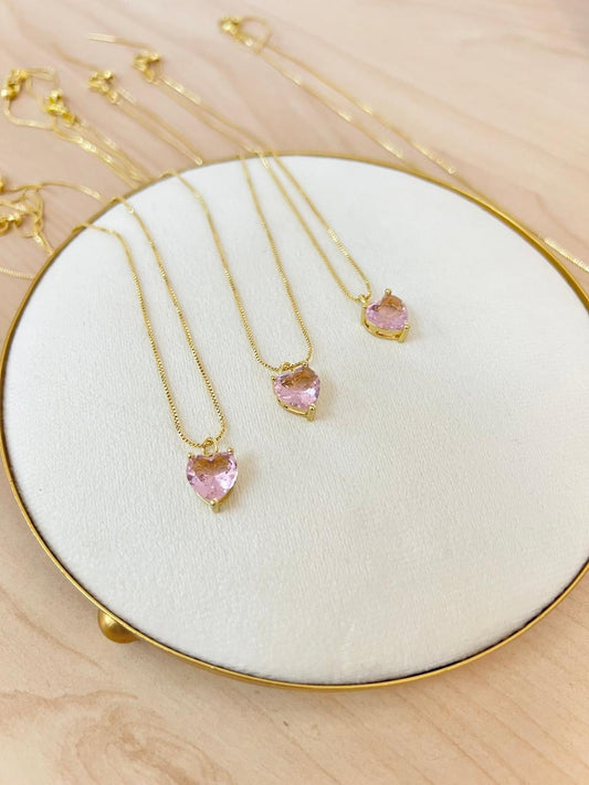 CADENA CORAZÓN ROSADO