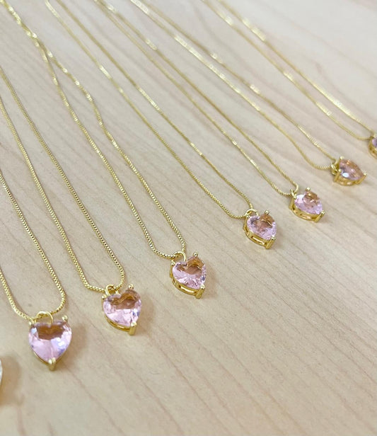 CADENA CORAZÓN ROSADO